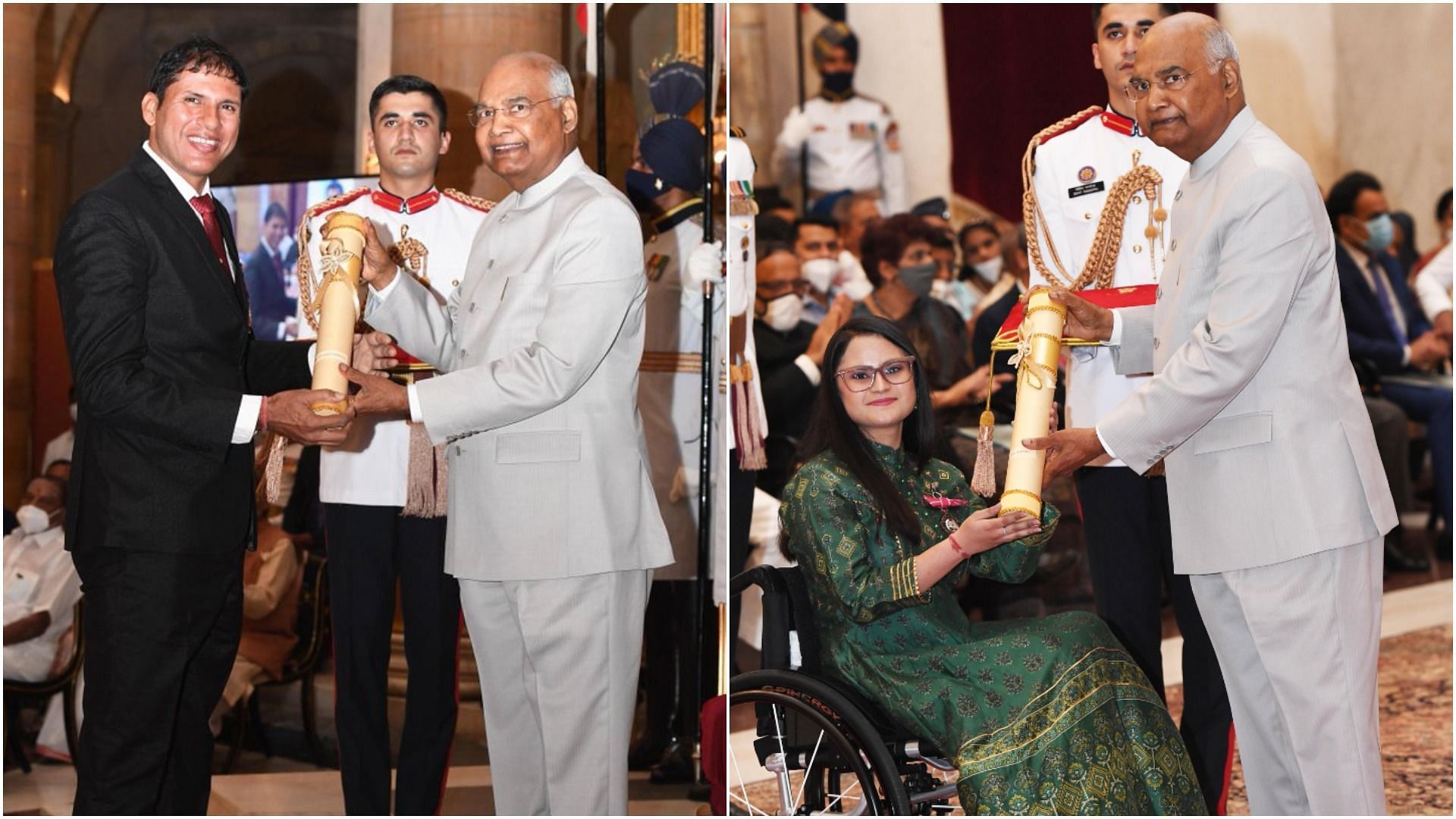 Devendra Jhajharia conferred with Padma Bhushan, Avani Lekhara receives Padma Shri (Pic Credit: President twitter)