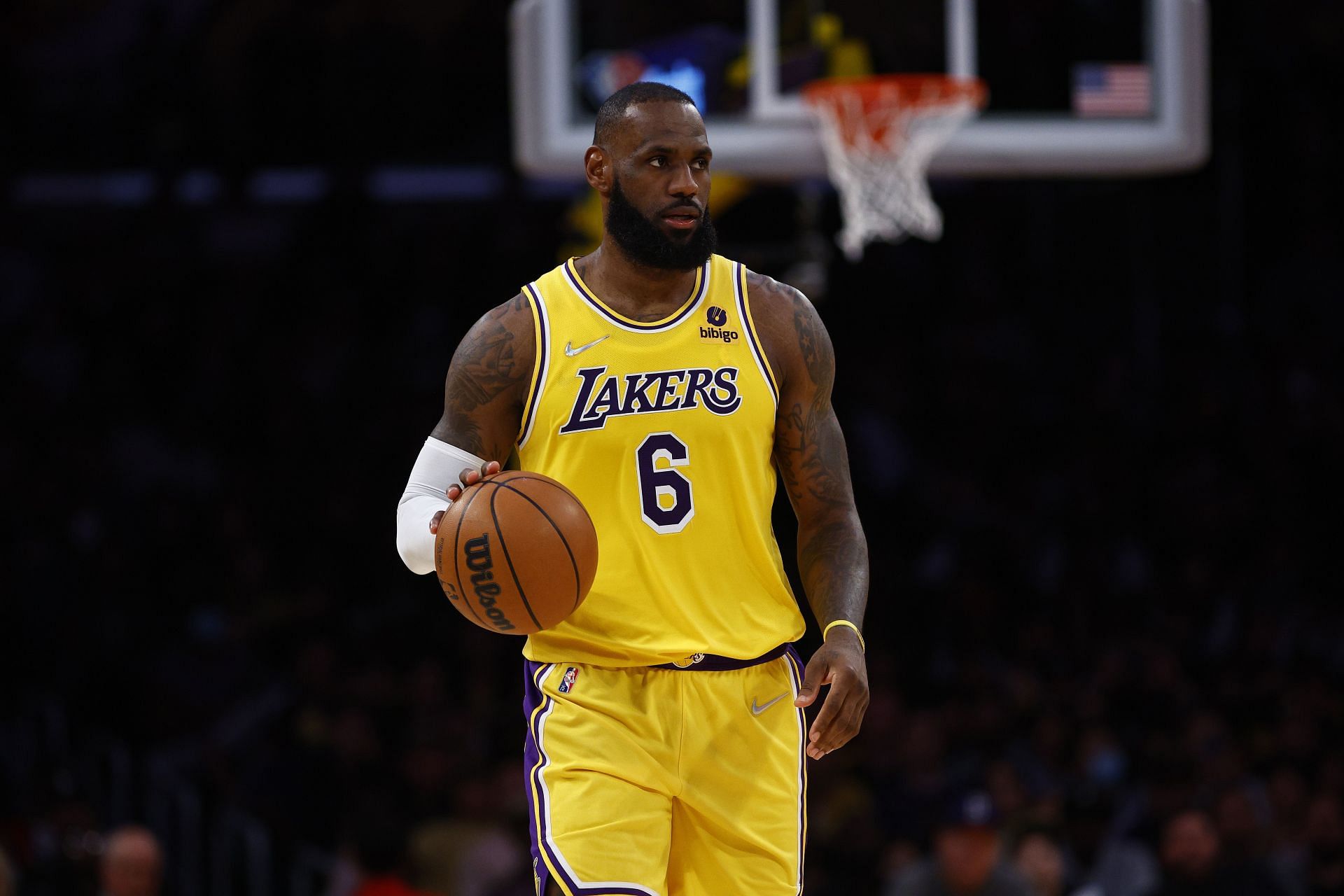 LeBron James of the LA Lakers at Crypto.com Arena on Tuesday in Los Angeles, California