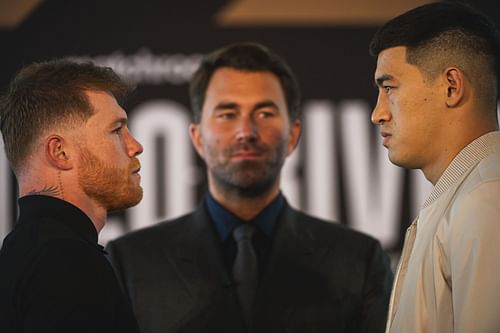 Canelo Alvarez (left) and Dmitry Bivol (right)