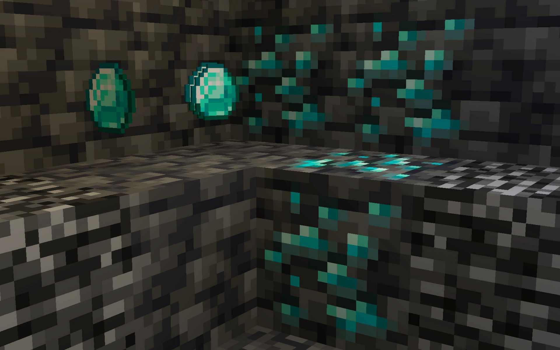 Diamonds and deepslate ore (Image via Minecraft)