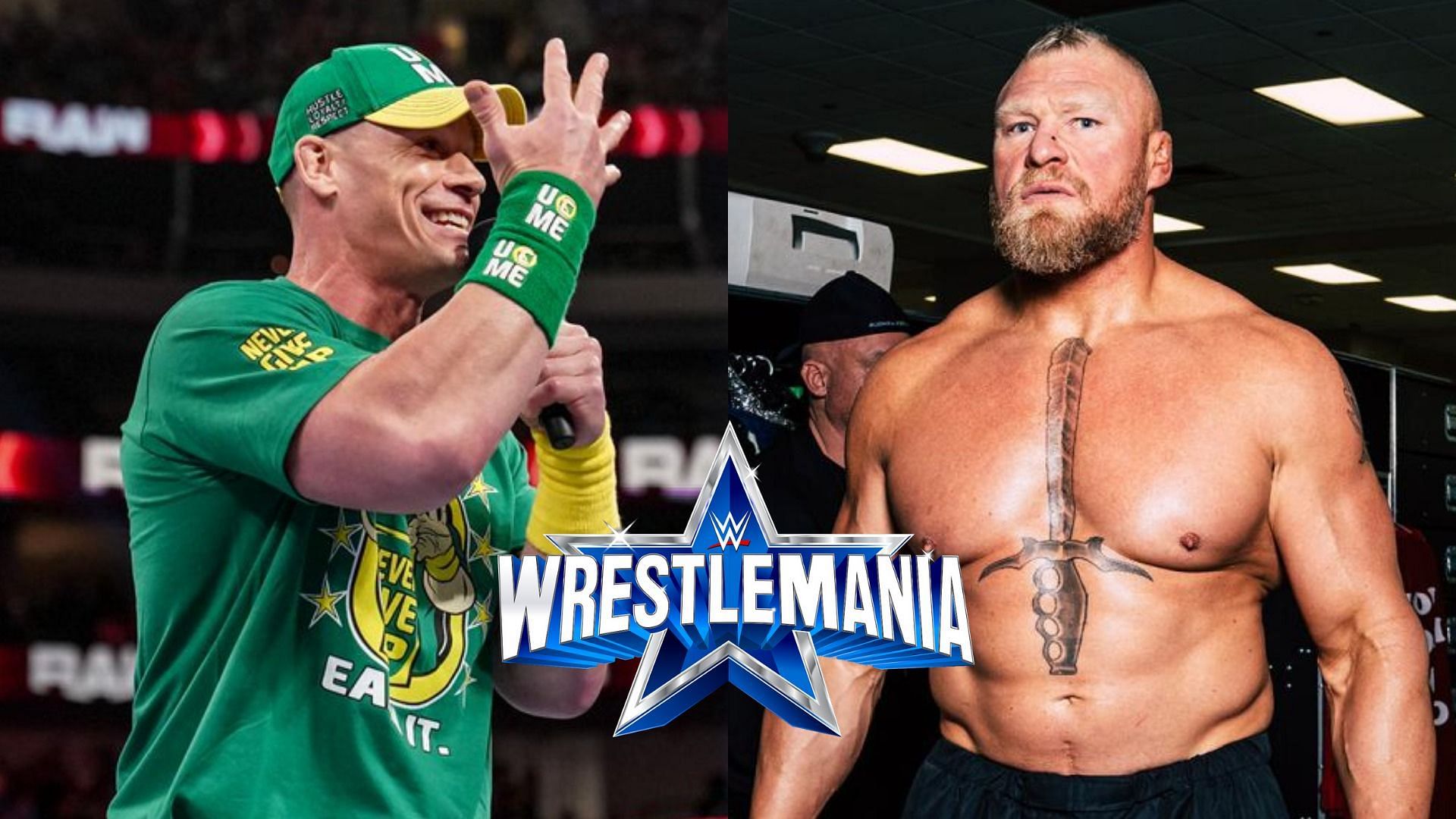 John Cena (left); Brock Lesnar (right)
