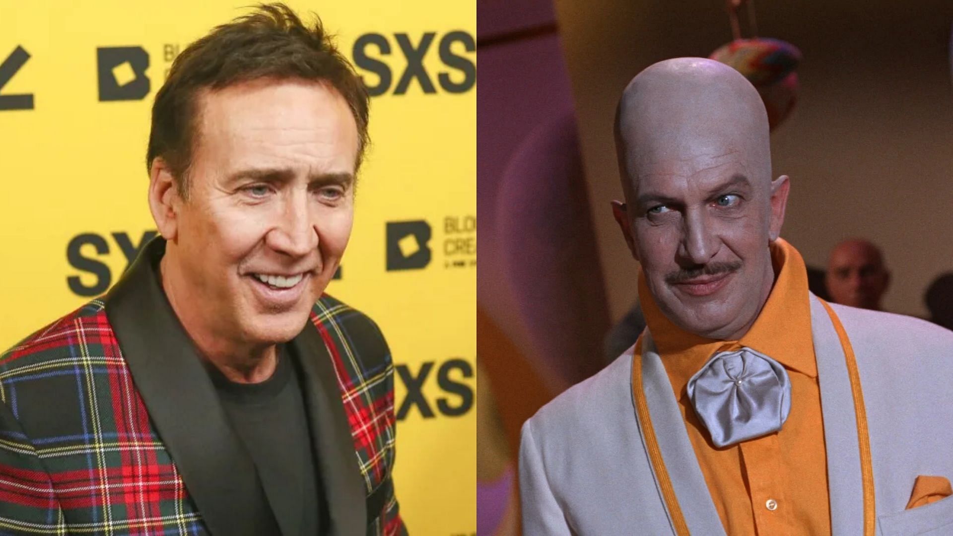 Nicolas Cage and Egghead (Image via ack Plunkett/Invision/AP/Warner Bros.)