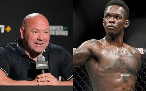 Dana White (left) and Israel Adesanya (right)