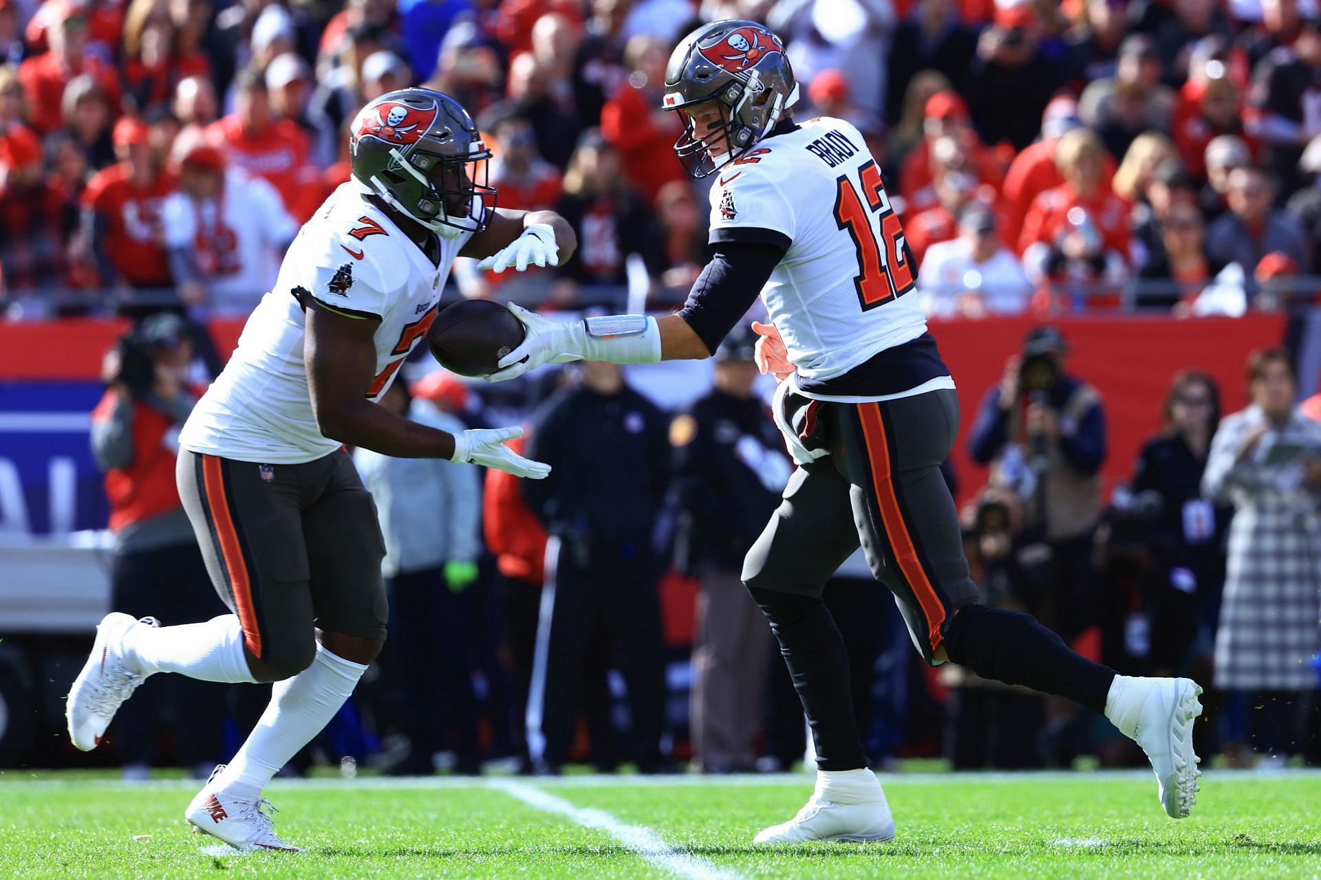 Tampa Bay Buccaneers' stars Leonard Fournette and Tom Brady