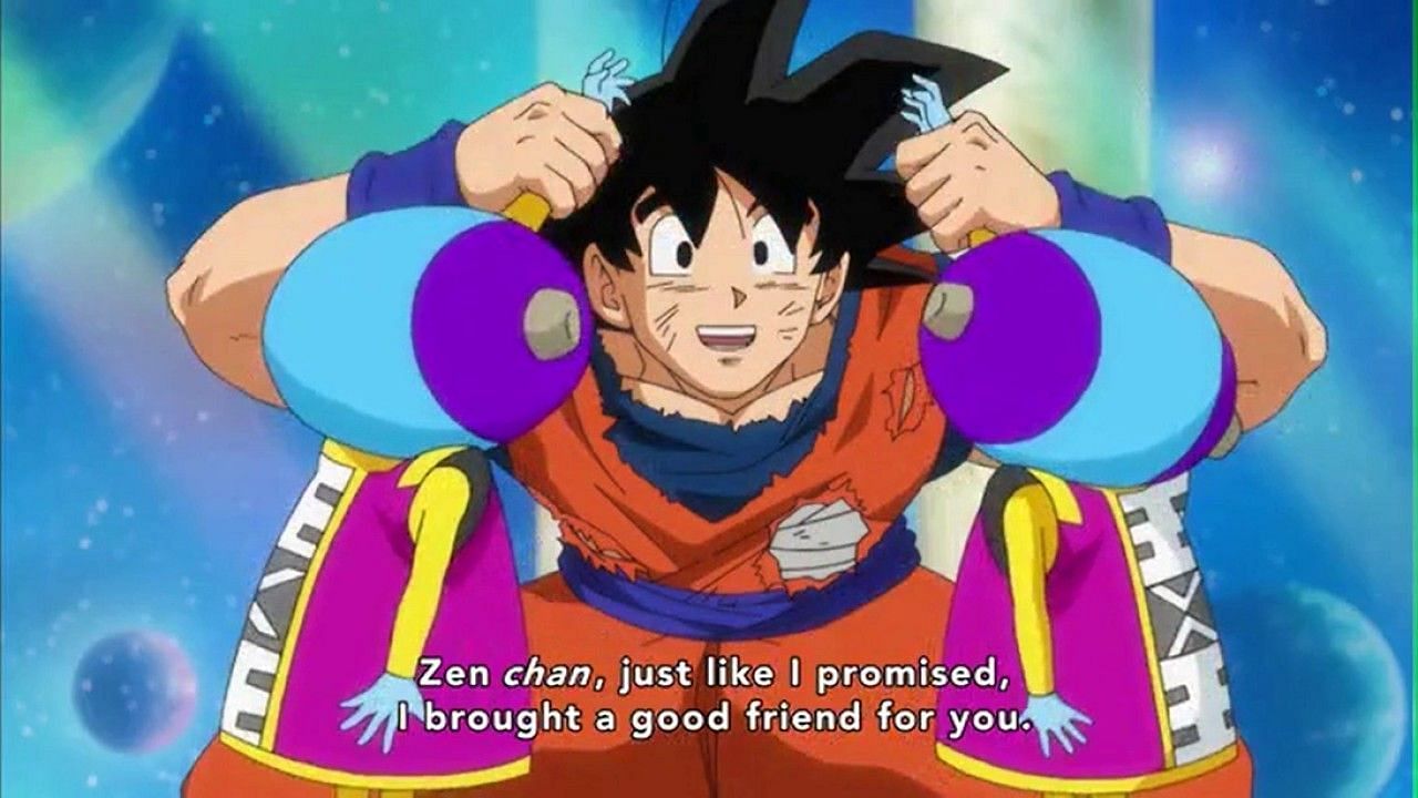 Goku introducing Future Zeno to Present Zeno (Image via Toei Animation)