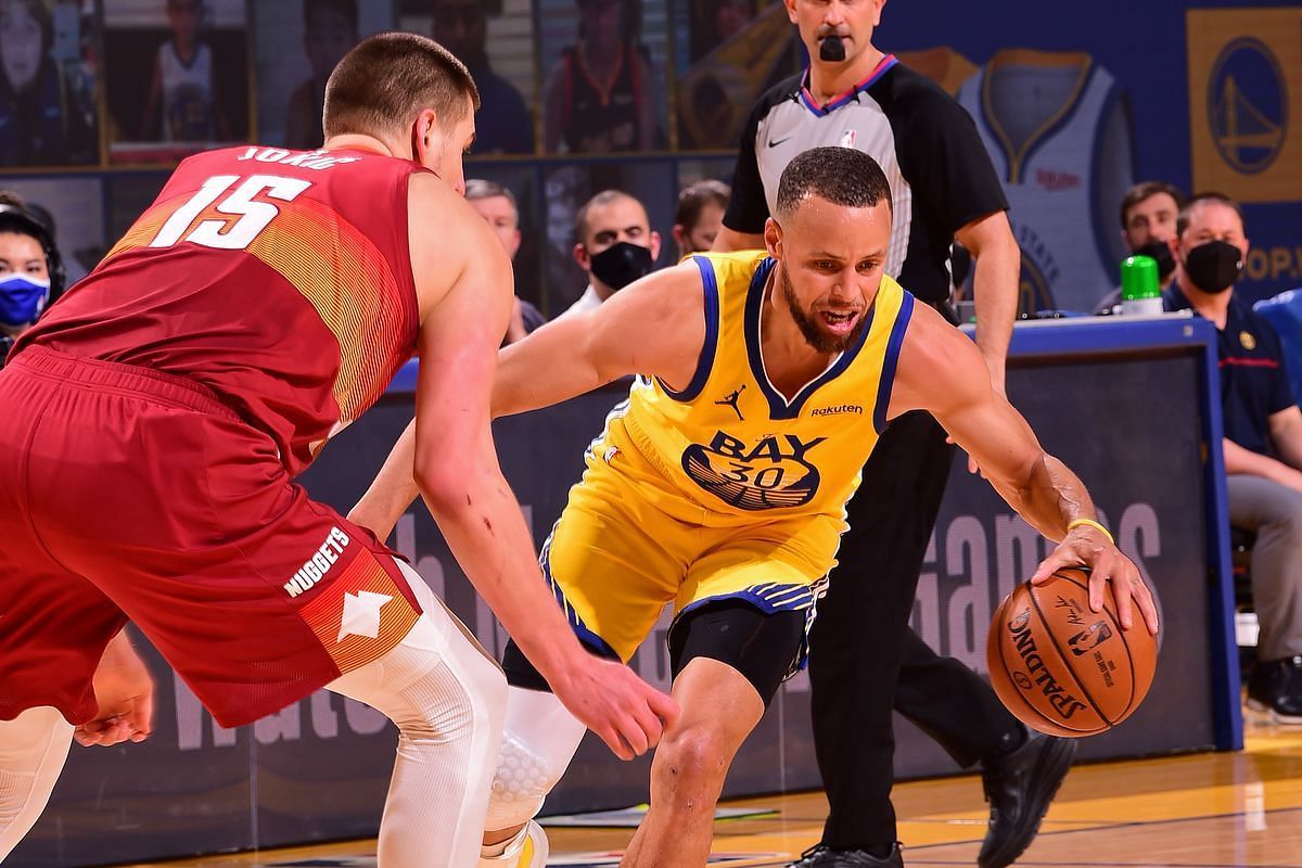 Stephen Curry & Klay Thompson Golden State Warriors Dual-Signed Spalding  Courtside Basketball