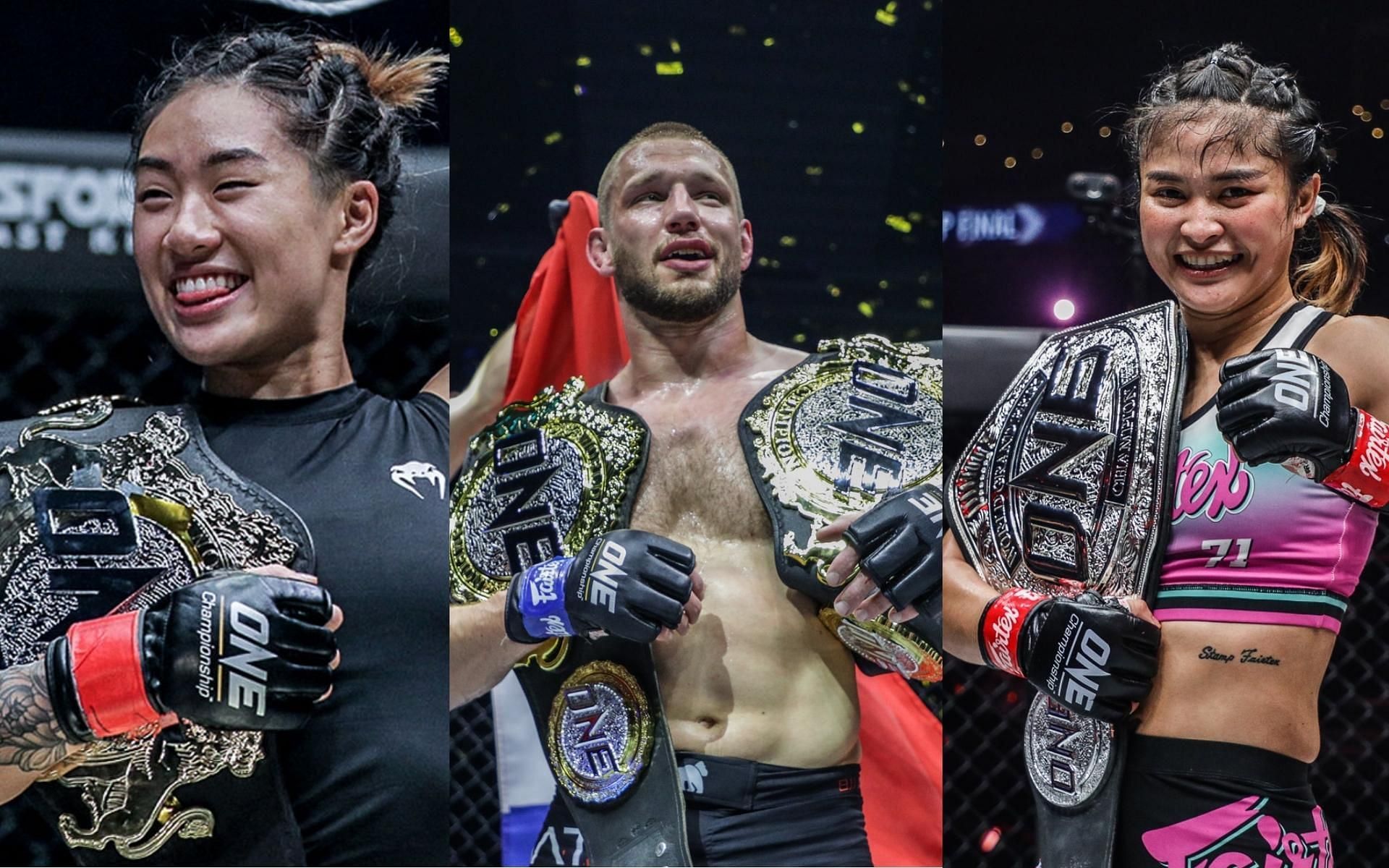 ONE double champ Reinier de Ridder (middle) talks about the main event of ONE X between Angela Lee (left) and Stamp Fairtex (right). Images courtesy of ONE Championship