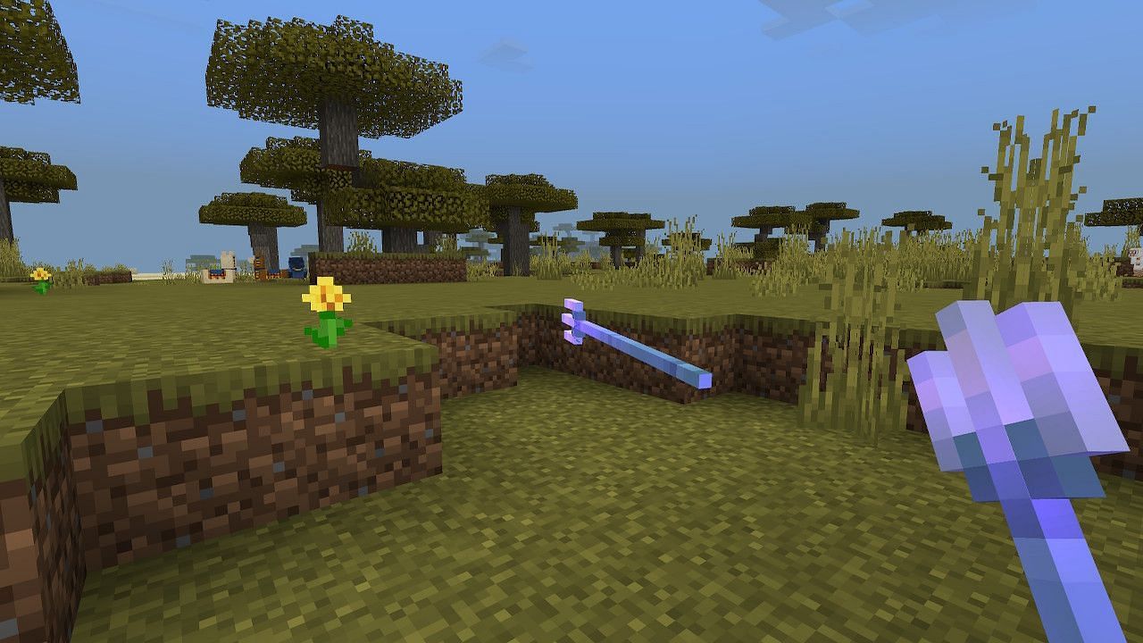 When a trident is enchanted with loyalty, it will return to the user (Image via Minecraft)