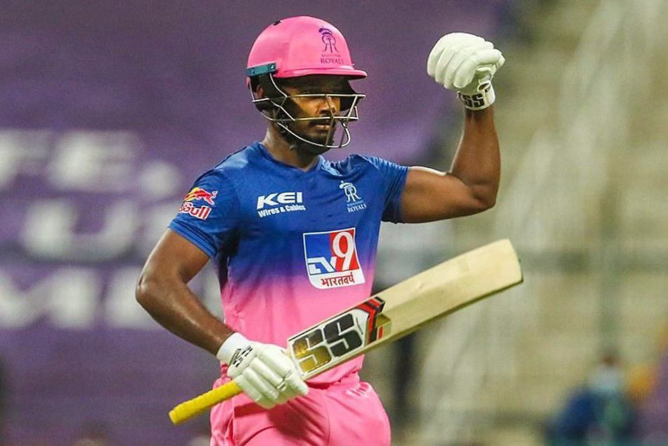 Sanju Samson celebrates his ton against Sunrisers Hyderabad