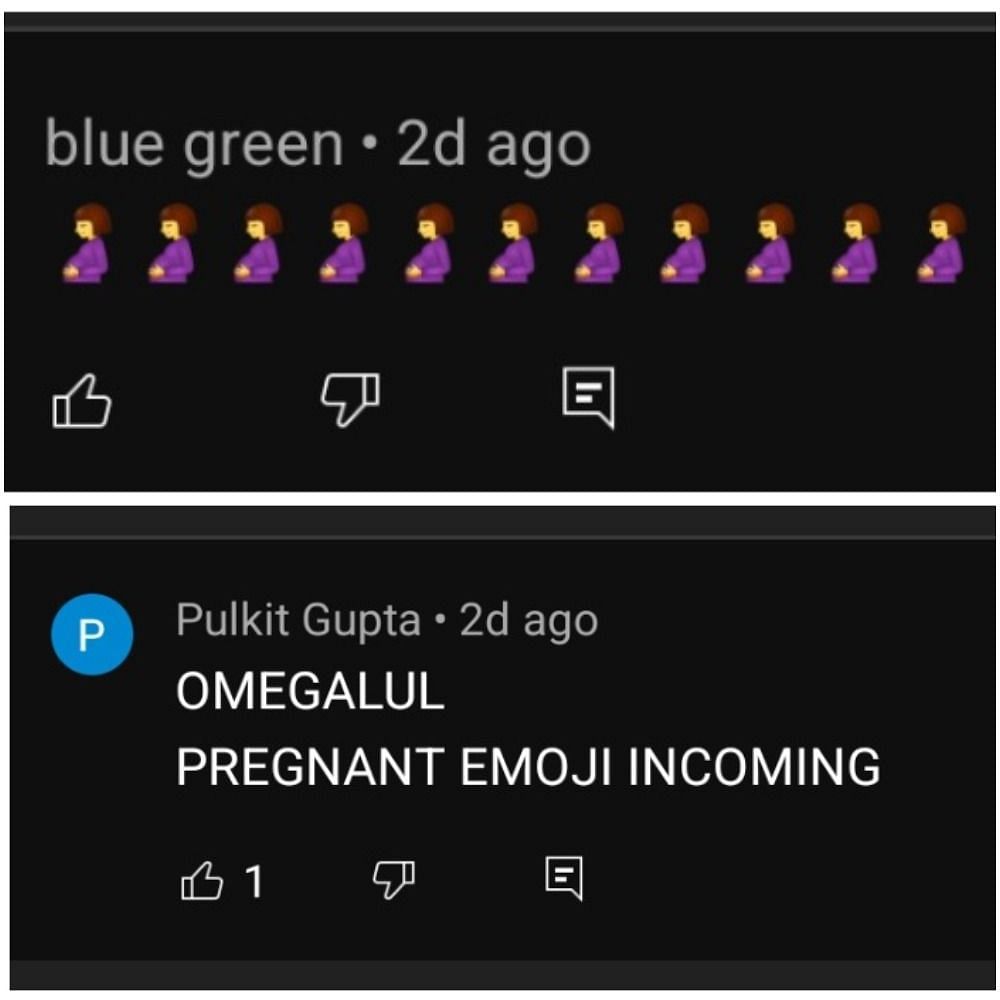 Naturally, the pregnant emoji made an appearance (Image via YouTube)
