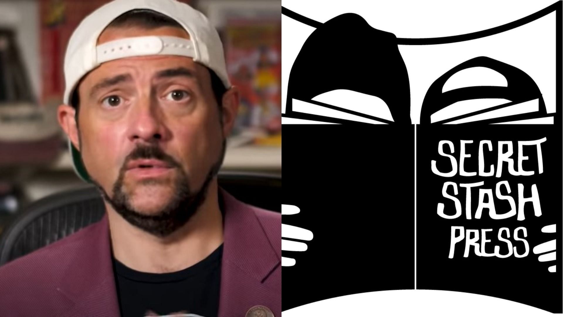 Kevin Smith&#039;s comic line is titled Secret Stash (Image via Comic-Con International/ Youtube &amp; Kevin Smith/Twitter)