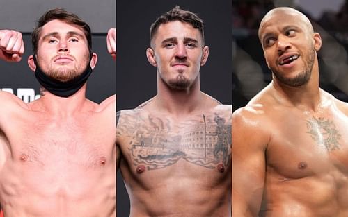 Darren Till (left), Tom Aspinall (center), Ciryl Gane (right) [Till image via Getty, Aspinall and Gane via @MMAFighting and @ClassifiedMMA on Twitter respectively]