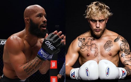 Demetrious Johnson (L) urges Jake Paul (R) to stop saying he'll fight and just fight already. | [Photos: ONE Championship/YouTube]