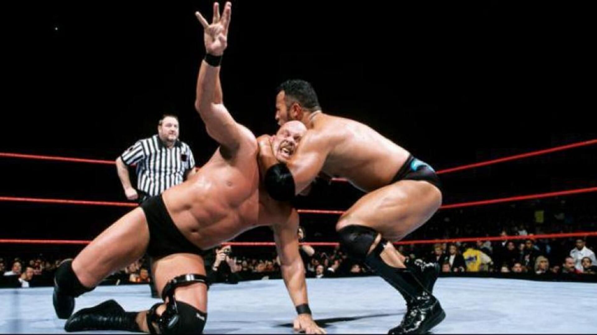 The Rock vs. Steve Austin at WrestleMania XV.