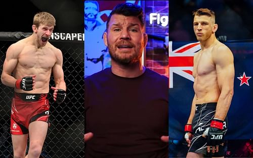 Arnold Allen (left); Michael Bisping (centre) via. Youtube/MichaelBisping; Dan Hooker (right)