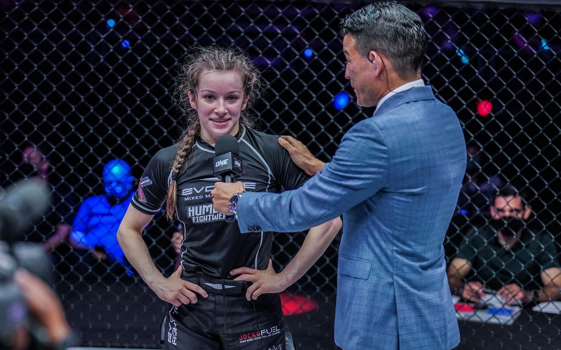 Danielle Kelly won a $50,000 bonus for her performance at ONE X. (Image courtesy of ONE Championship)