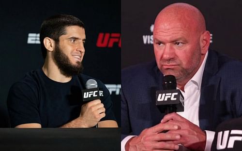 Islam Makhachev (left) and Dana White (right)