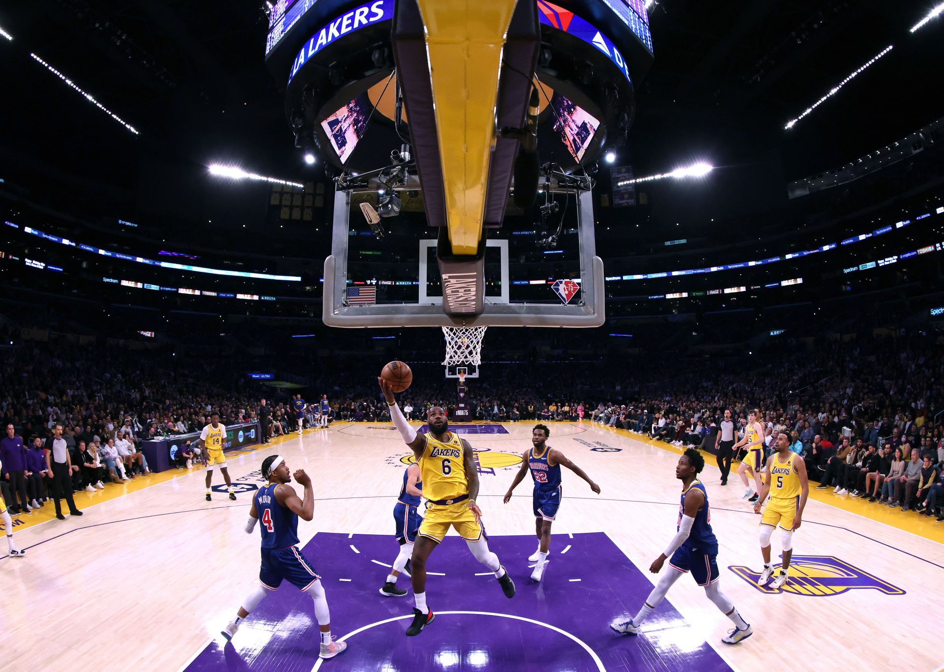 Los Angeles Lakers; LeBron James scores during his 56-point victory