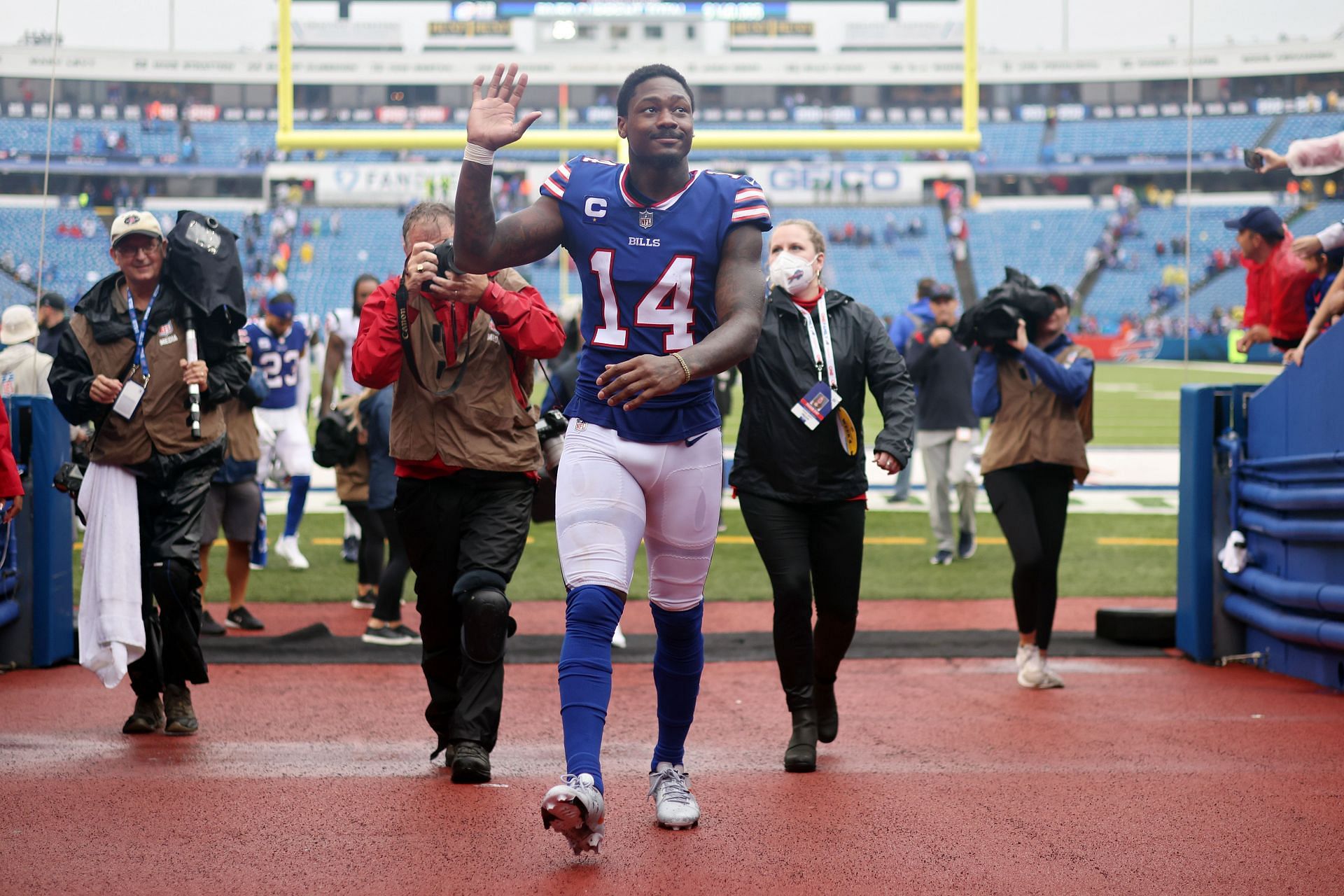 The Buffalo Bills wide receiver leaving the field.