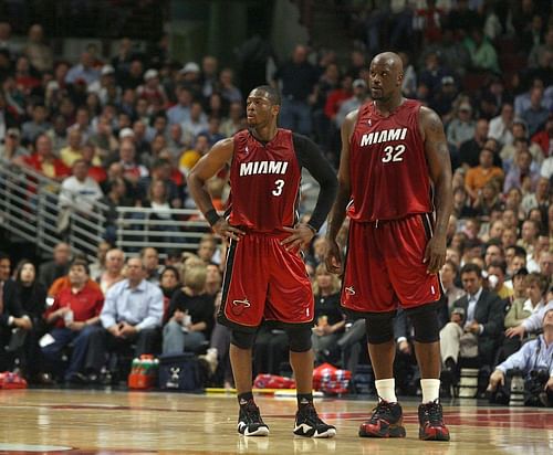 Miami Heat stars Dwyane Wade and Shaquille O'Neal