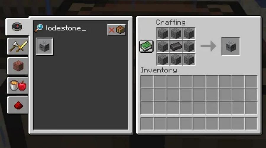 Lodestone crafting recipe (Image via Mojang)