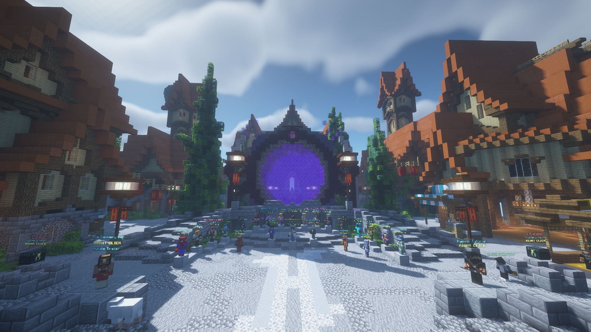 Hypixel server entrance (Image via Minecraft)