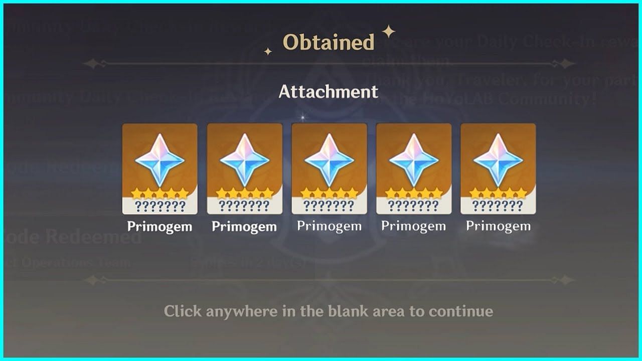 Primogems that can be redeemed via codes (Image via Genshin Impact)