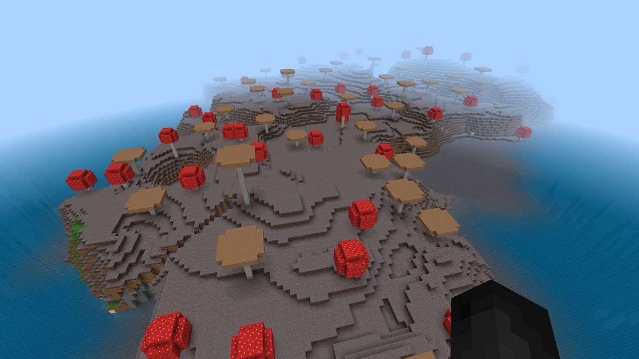This mushroom island is a prime spot for safe building (Image via Minecraft)