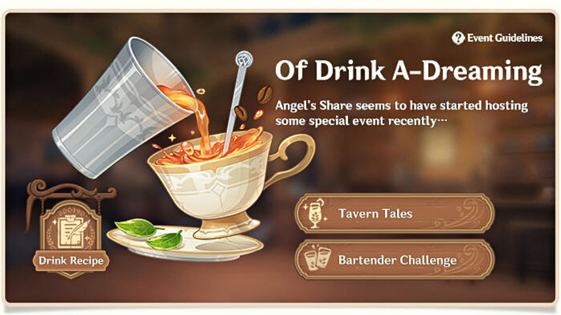 &quot;Of Drink A-Dreaming&quot; in-game event page (Image via Genshin Impact)