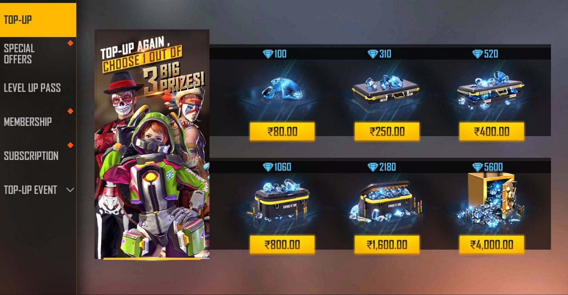 Official sources must be used to purchase diamonds (Image via Garena)