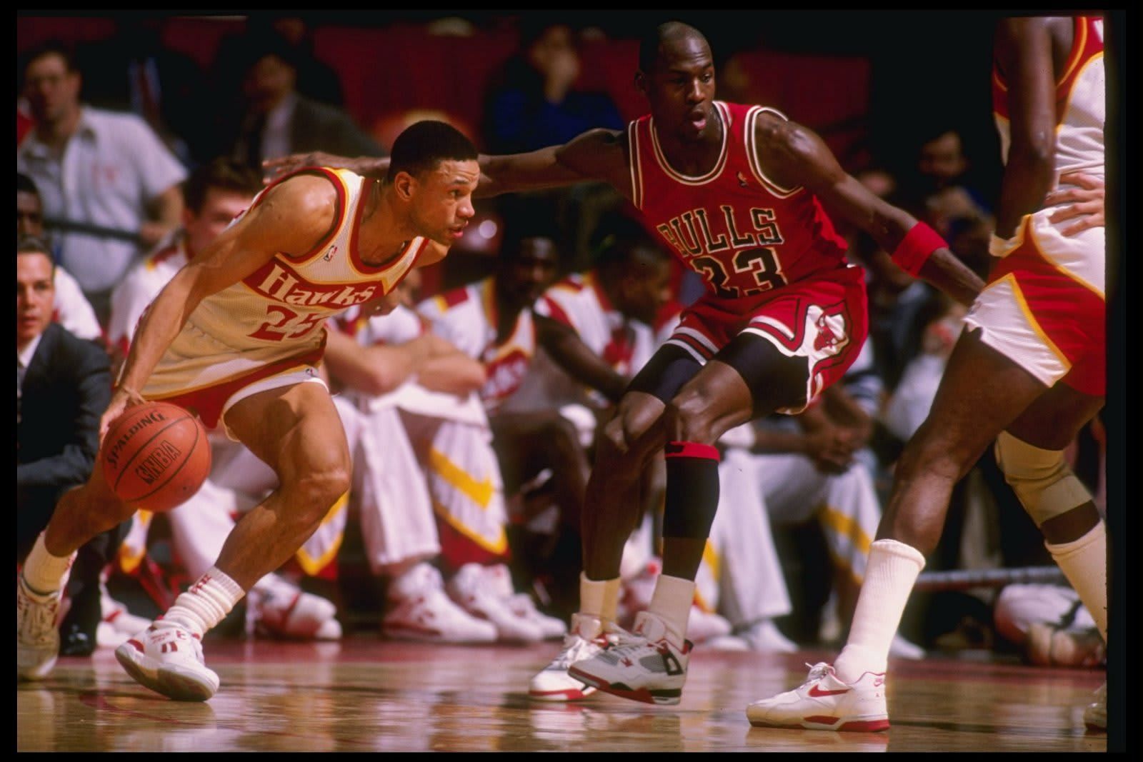 Michael Jordan dropped 61 points against Dominique Wilkins and the Atlanta Hawks on April 16, 1987 [Photo: Soaring Down South]