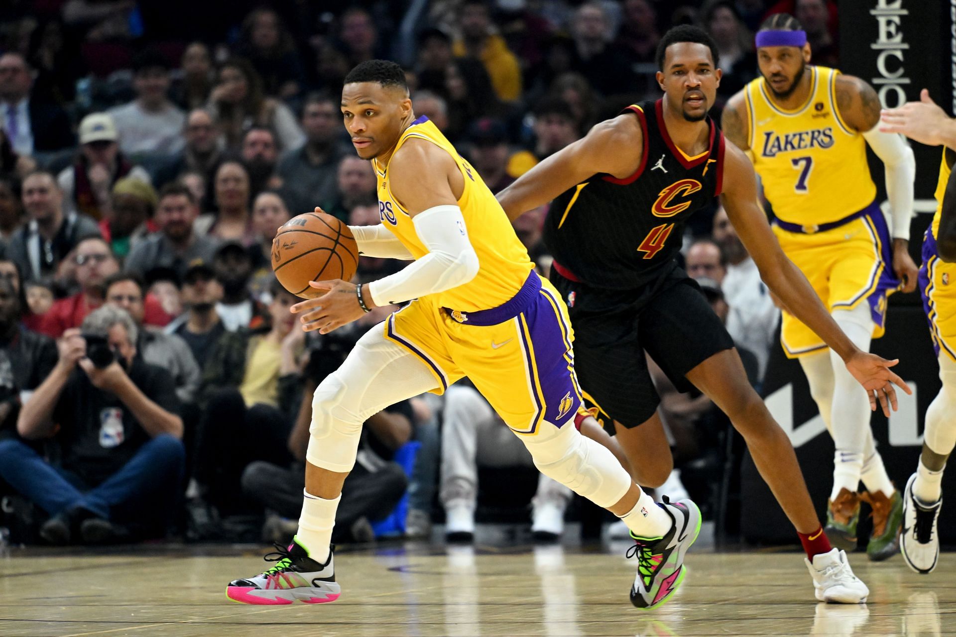 Russell Westbrook leads the LA Lakers&#039; fastbreak