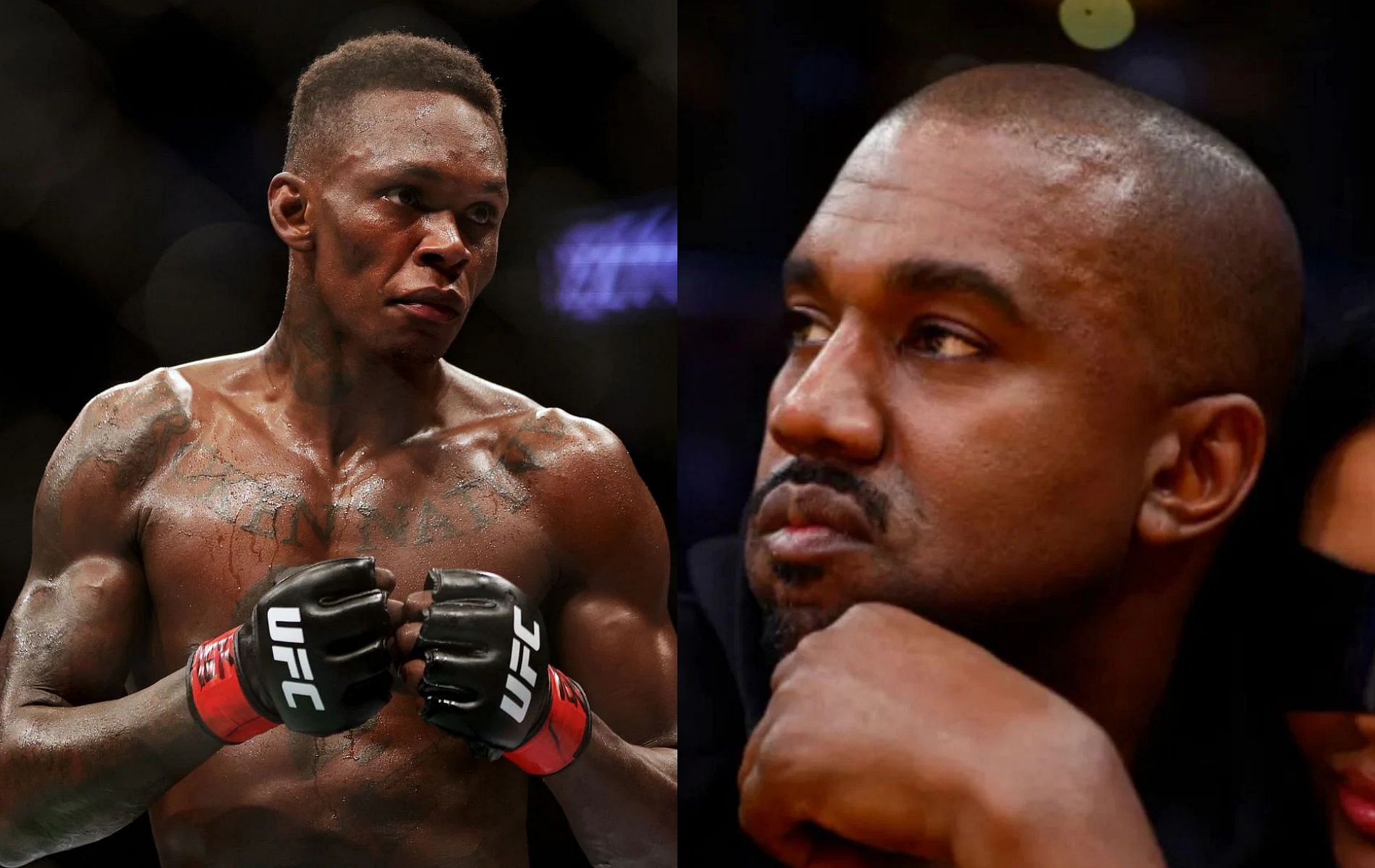 Israel Adesanya (left), Kanye West (right) [Image credit: Getty]