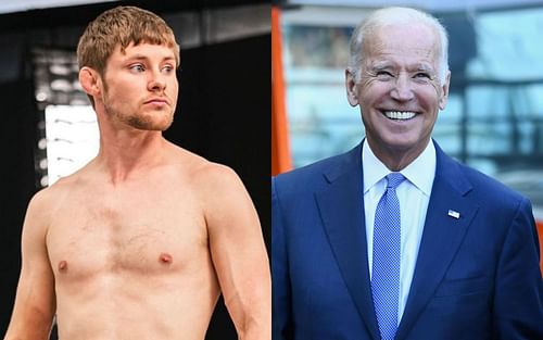 Bryce Mitchell (left) and Joe Biden (right) [Left photo via @thugnasty_ufc on Instagram]