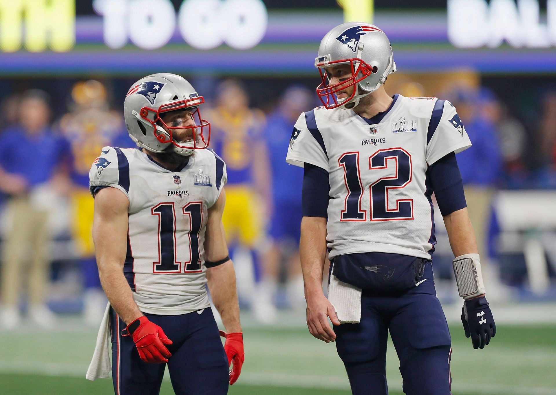 New England Patriots Julian Edelman and Tom Brady.