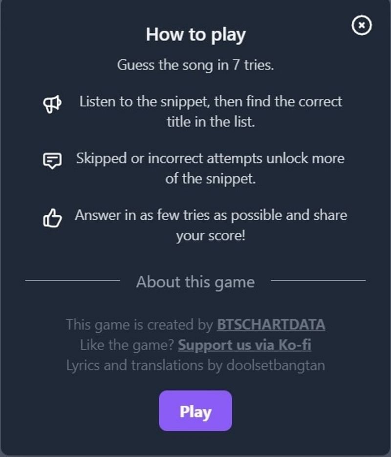 Rules of the game (screenshot via the app)