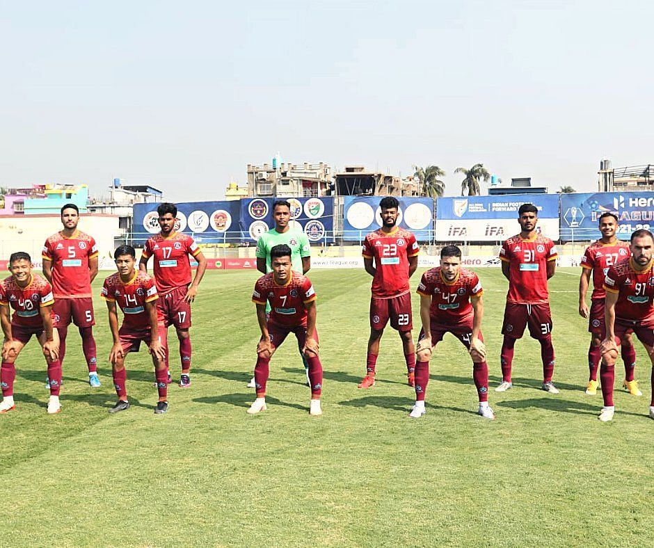 Rajasthan FC players pose for a photo ahead of their I-League encounter against Aizawl FC (Image Courtesy: I-League Twitter)