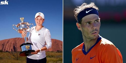 Ashleigh Barty (L) and Rafael Nadal