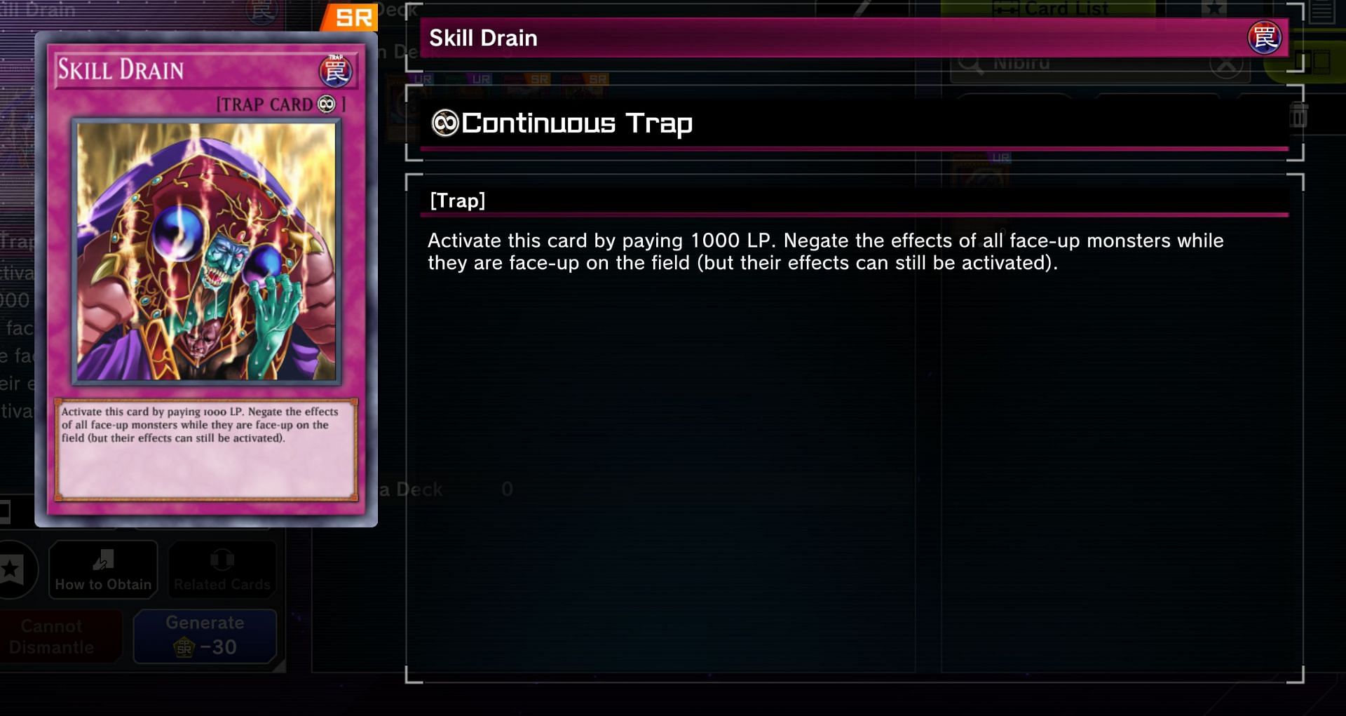 Skill Drain doesn&#039;t stop all monster effects, but it can definitely put a damper on this deck (Image via Konami)