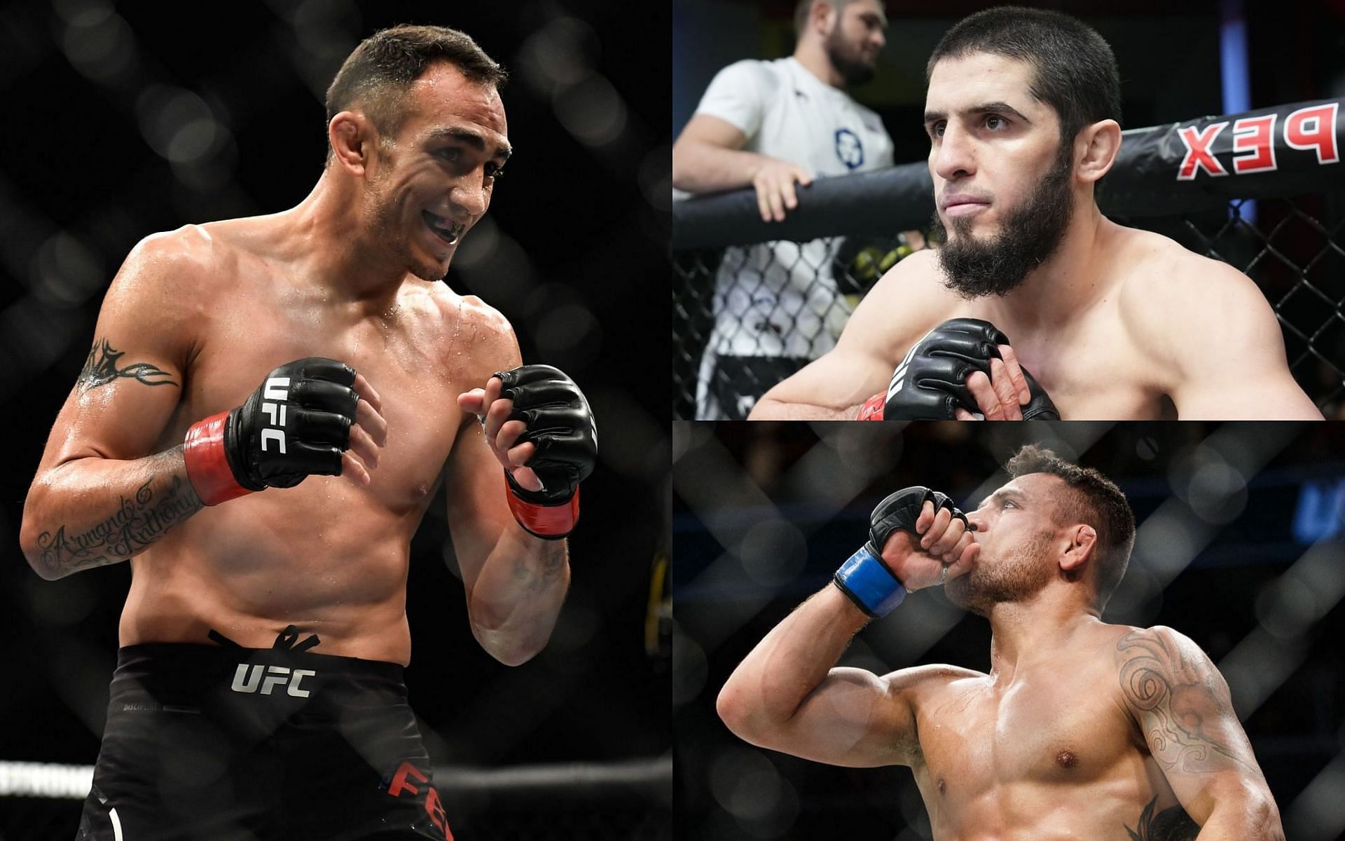 Tony Ferguson (left); Islam Makhachev (top); Rafael dos Anjos (bottom)