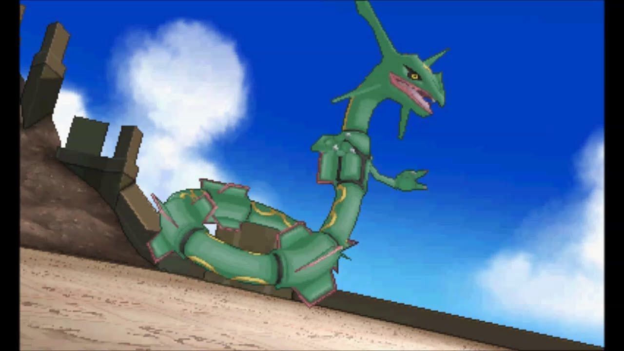 Rayquaza appears atop Spear Pillar (Image via Game Freak)