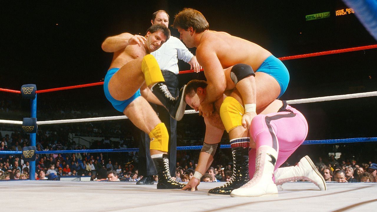 The Rougeau Brothers feuded with The Hart Foundation in the late 1980s