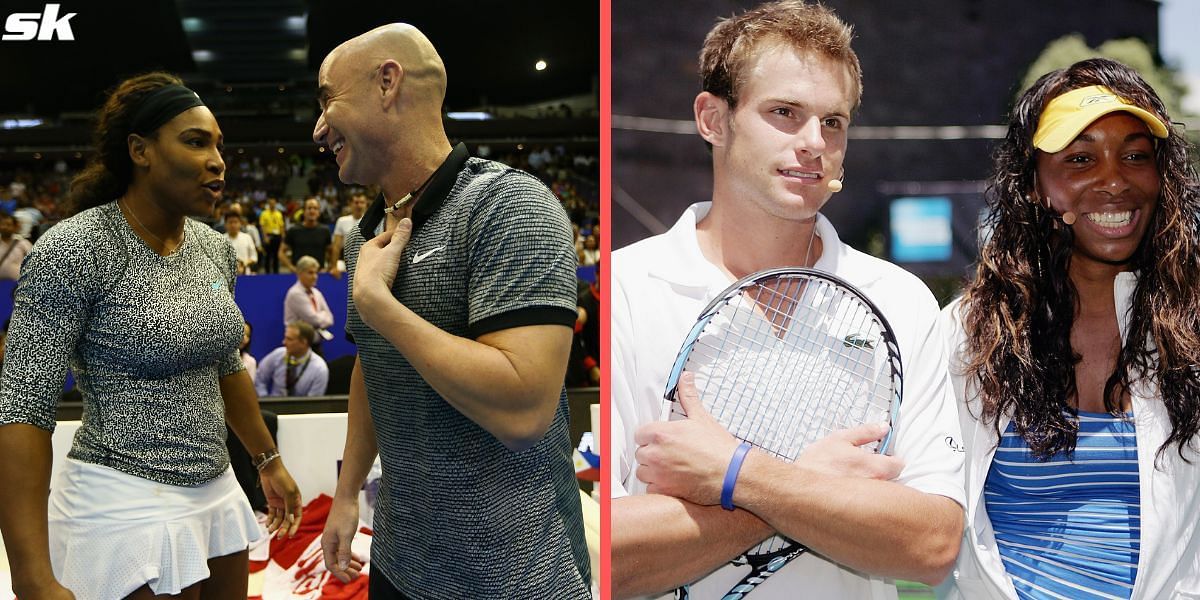 Serena Williams, Andre Agassi, and Andy Roddick