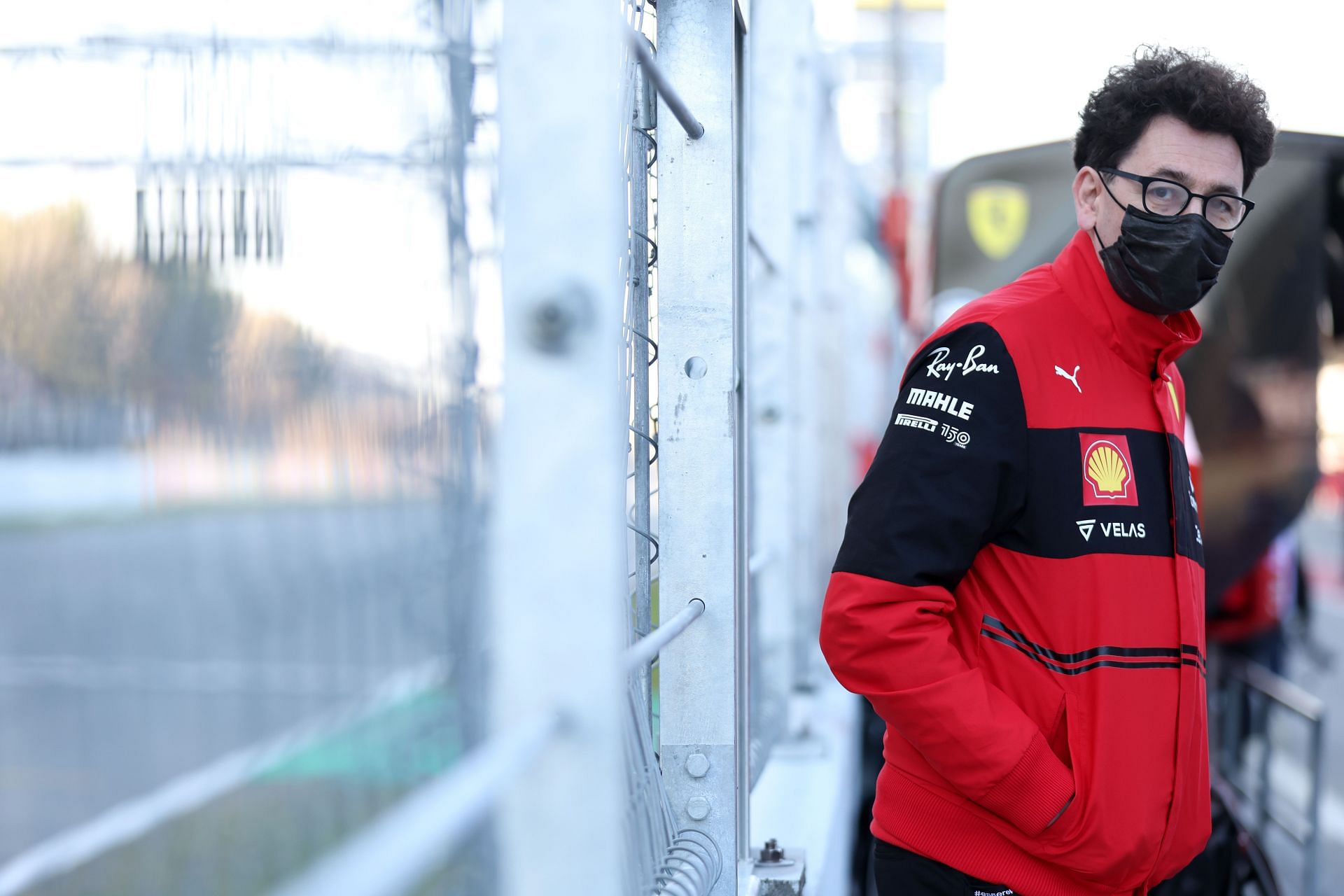 Ferrari team principal Mattia Binotto on the pit wall during F1 Testing at Barcelona (Photo by Mark Thompson/Getty Images)