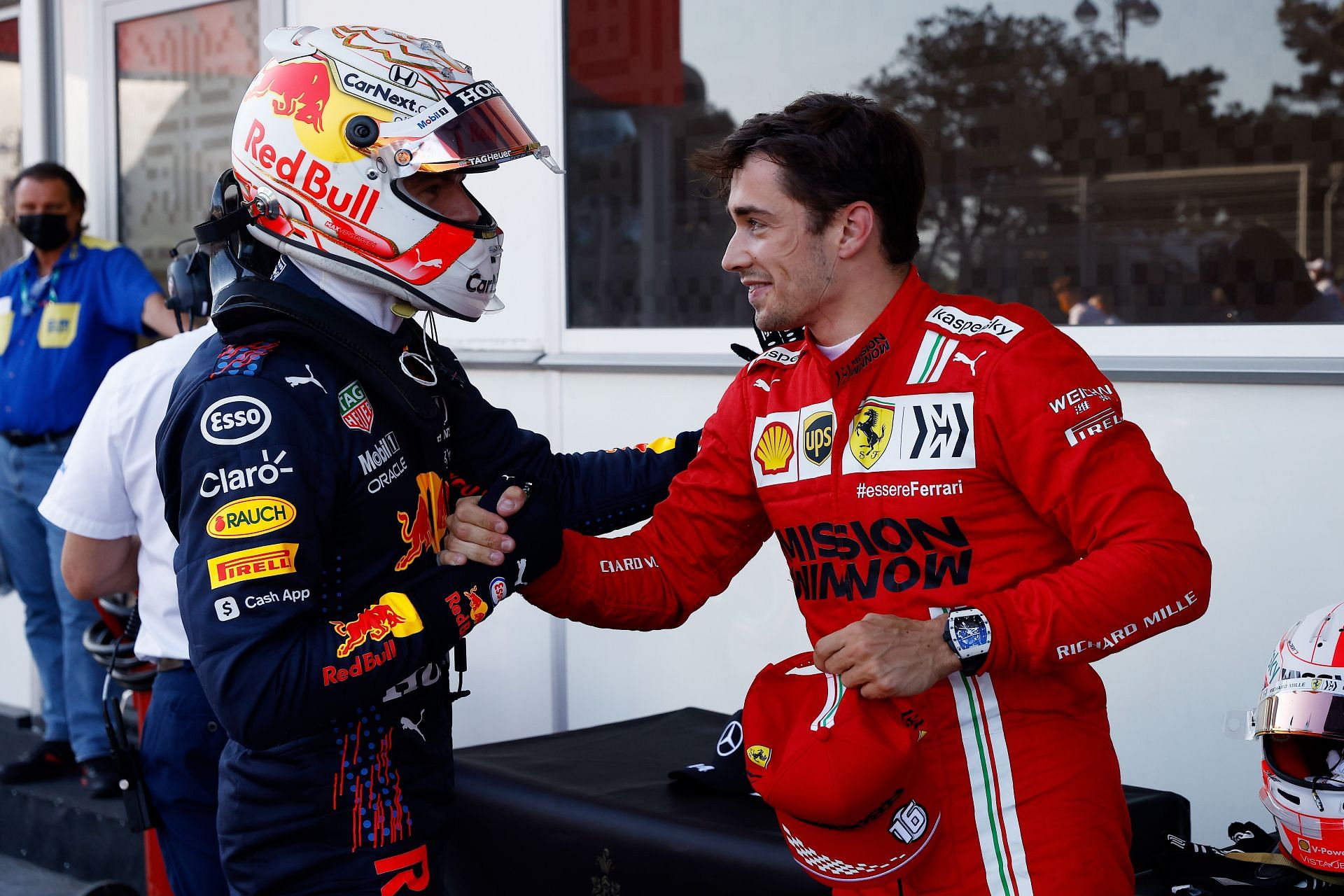 Max Verstappen (left) and Charles Leclerc (right) had a great battle in Bahrain