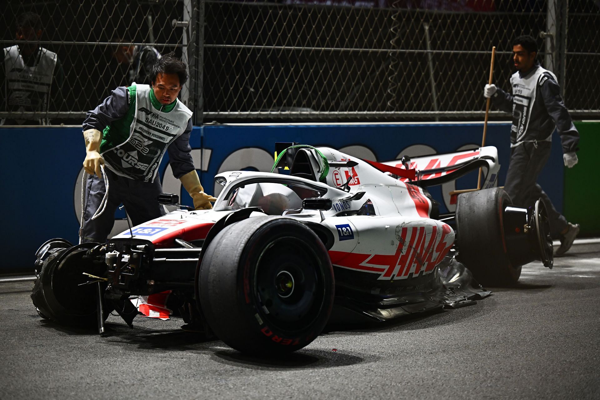 F1 Grand Prix of Saudi Arabia - Qualifying - What remained of Mick Schumacher&#039;s Haas after his incident