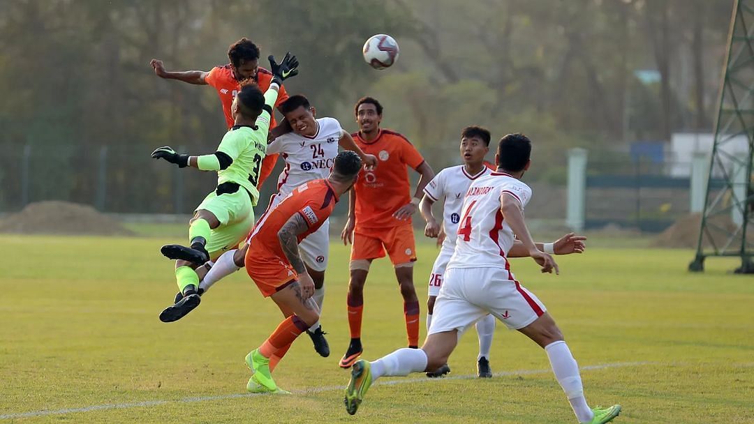 RoundGlass Punjab FC in action against Aizawl FC in the I-League (Image Courtesy: RoundGlass Punjab FC Instagram)