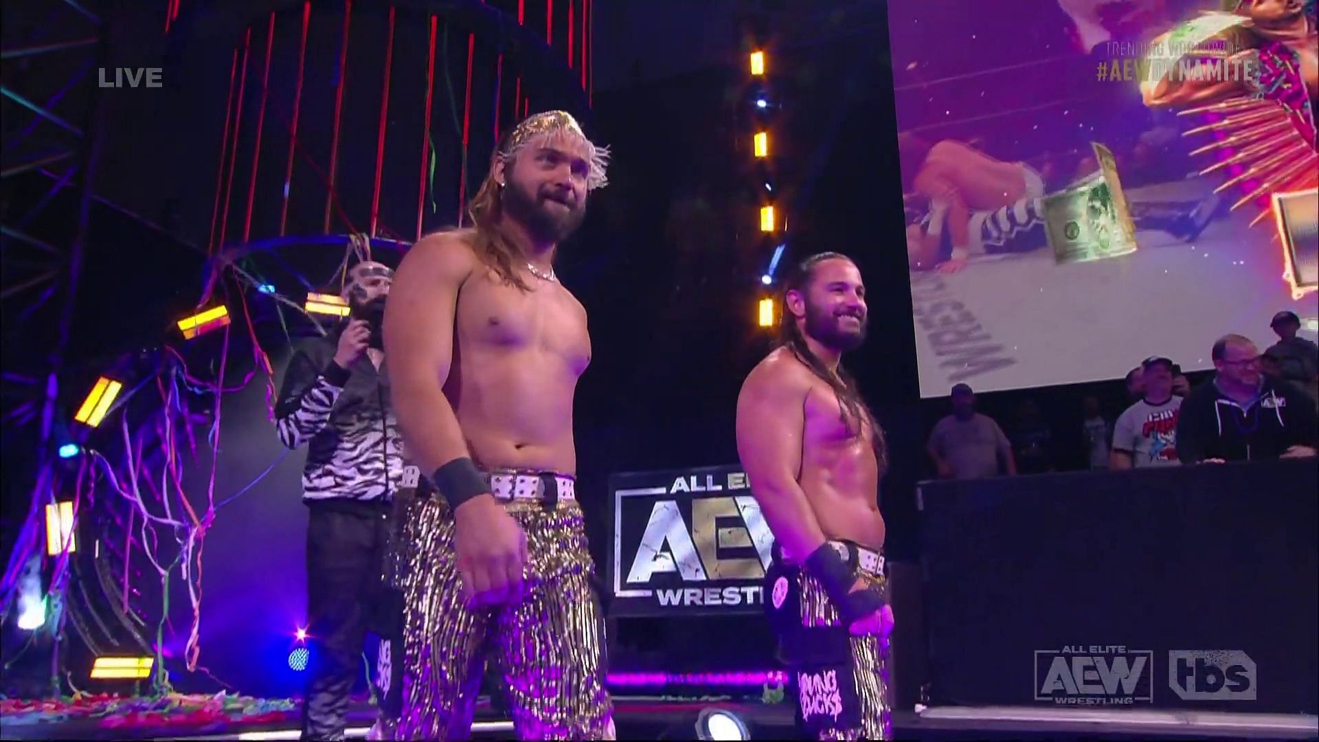 The Young Bucks making their way to the ring.