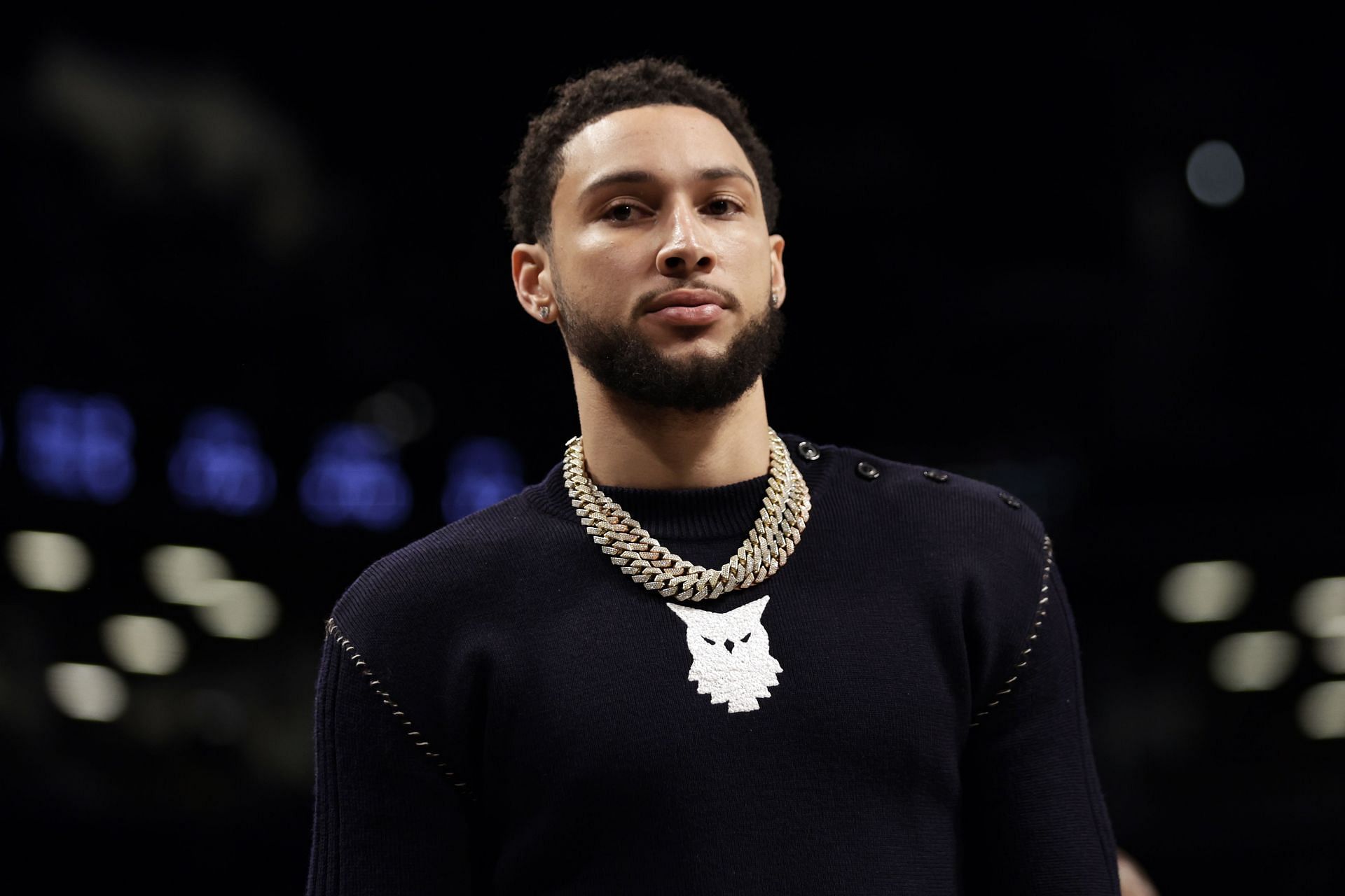 Ben Simmons of the Brooklyn Nets looks on during the first half against the Boston Celtics in February.