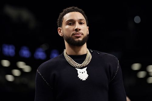 Ben Simmons of the Brooklyn Nets looks on during the first half against the Boston Celtics in February.